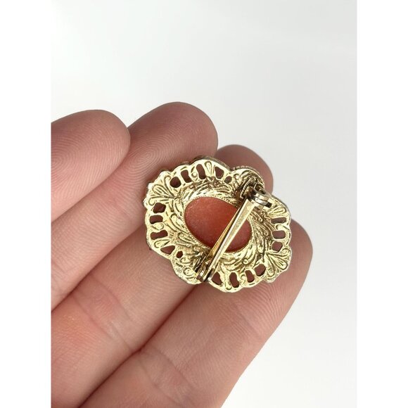 Faux Cameo Victorian Style Profiled Lady Oval Costume Jewelry Brooch | Lapel Pin - Picture 9 of 10